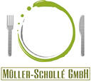 Logo der Firma Müller-Scholle in grüner Schrift und grünem Kreis in der Mitte