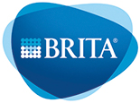 Logo der Firma Brita mit verschiedenen Blautönen im Hintergrund