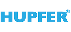 Logo der Firma Hupfer in hellblauer Schrift
