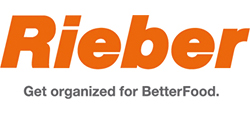 Logo der Firma Rieber in orangener, großer Schrift