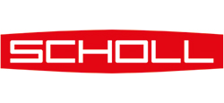 Logo der Firma Scholl in weißer Schrift mit rotem Hintergrund